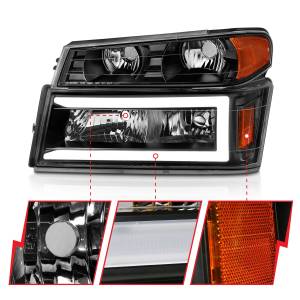 Anzo USA - 111558 | Anzo USA Crystal Headlights w/ Light Bar Black Housing 4pcs (2004-2012 Colorado, Canyon) - Image 2