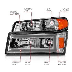 Anzo USA - 111559 | Anzo USA Crystal Headlights w/ Light Bar Chrome Housing 4pcs (2004-2012 Colorado, Canyon) - Image 4