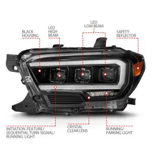 Anzo USA - 111562 | Anzo USA Full Led Projector Headlights w/ Light Bar Sequential Black Housing w/ Initiation Light (2016-2023 Tacoma) - Image 4