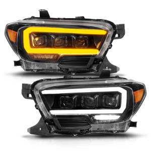 111563 | Anzo USA Full Led Projector Headlights w/ Light Bar Sequential Black Housing w/ Initiation Light (2016-2023 Tacoma)