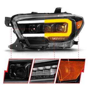 Anzo USA - 111563 | Anzo USA Full Led Projector Headlights w/ Light Bar Sequential Black Housing w/ Initiation Light (2016-2023 Tacoma) - Image 2