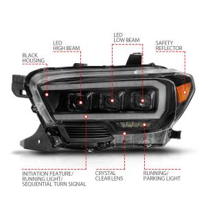 Anzo USA - 111563 | Anzo USA Full Led Projector Headlights w/ Light Bar Sequential Black Housing w/ Initiation Light (2016-2023 Tacoma) - Image 4