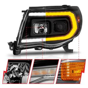 Anzo USA - 111564 | Anzo USA Projector Headlights w/ Sequential Light Bar Black Housing (2005-2011 Tacoma) - Image 2