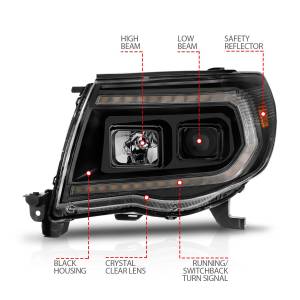 Anzo USA - 111564 | Anzo USA Projector Headlights w/ Sequential Light Bar Black Housing (2005-2011 Tacoma) - Image 4