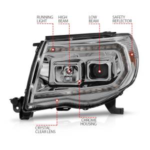 Anzo USA - 111565 | Anzo USA Projector Headlights w/ Sequential Light Bar Chrome Housing (2005-2011 Tacoma) - Image 3