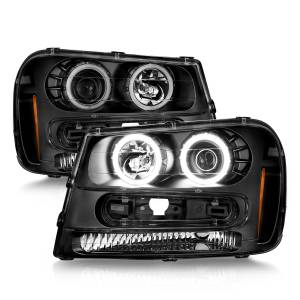 111572 | Anzo USA Projector Headlights w/ Halo Black Housing (2002-2009 Trailblazer)