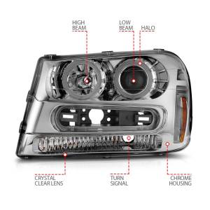 Anzo USA - 111573 | Anzo USA Projector Headlights w/ Halo Chrome Housing (2002-2009 Trailblazer) - Image 4