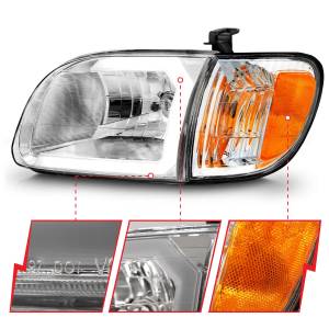 Anzo USA - 111580 | Anzo USA Crystal Headlights w/ Light Bar Chrome Housing w/ Corner Lights 2pcs (2000-2004 Tundra) - Image 2