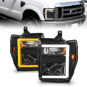 Anzo USA - 111586 | Anzo USA Projector Headlights w/ Light Bar Switchback Black Housing (2008-2010 F250, F350 Super Duty) - Image 6