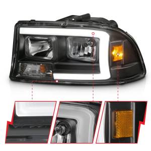 Anzo USA - 111591 | Anzo USA Crystal Headlight Set w/ Light Bar Black Housing (1997-2004 Dakota | 1998-2003 Durango) - Image 2