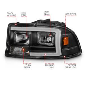 Anzo USA - 111591 | Anzo USA Crystal Headlight Set w/ Light Bar Black Housing (1997-2004 Dakota | 1998-2003 Durango) - Image 4