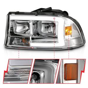 Anzo USA - 111592 | Anzo USA Crystal Headlight Set w/ Light Bar Chrome Housing (1997-2004 Dakota | 1998-2003 Durango) - Image 2