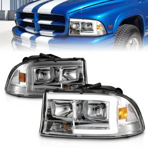 Anzo USA - 111592 | Anzo USA Crystal Headlight Set w/ Light Bar Chrome Housing (1997-2004 Dakota | 1998-2003 Durango) - Image 6