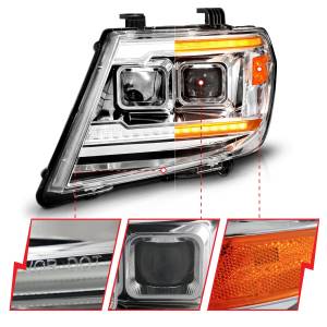 Anzo USA - 111598 | Anzo USA Dual Square Projector Chrome Headlight w/sequential+switchback LED Bar DRL (2009-2021 Frontier) - Image 2