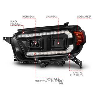 Anzo USA - 111602 | Anzo USA Black Projector Headlights With Switchback LED DRL Plank (2010-2013 4runner) - Image 4