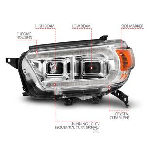 Anzo USA - 111603 | Anzo USA Chrome Projector Headlights With Switchback LED DRL Plank (2010-2013 4runner) - Image 4