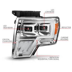 Anzo USA - 111607 | Anzo USA Full Led Projector Chrome Headlights w/ Initiation Feature (2009-2014 F150 Pickup) - Image 4