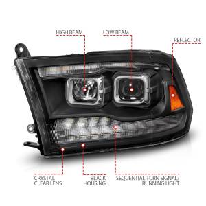 Anzo USA - 111611 | Anzo USA Projector Switchback + sequential Black Amber (2009-2018 Ram 1500 | 2010-2018 Ram 2500, 3500) - Image 4