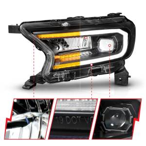 Anzo USA - 111613 | Anzo USA Full LED Black Housing w/DRL & Initiation Feature Sequential Signal Square Projector Headlights (2019-2023 Ranger) - Image 2
