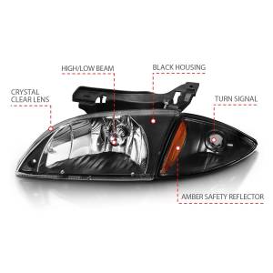 Anzo USA - 121019 | Anzo USA Crystal Headlights Black Amber (2000-2002 Cavalier) - Image 3