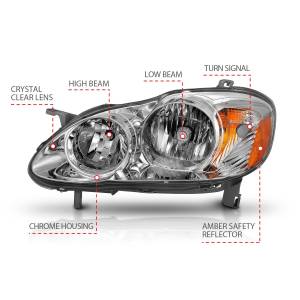 Anzo USA - 121540 | Anzo USA Crystal Headlight Chrome (2005-2008 Corolla) - Image 4