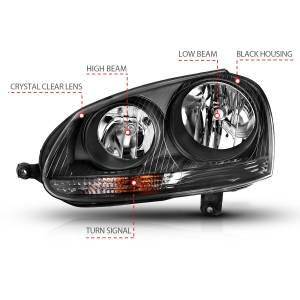 Anzo USA - 121542 | Anzo USA Crystal Headlight Black (2005-2010 Jetta | 2006-2009 GTI, Rabbit) - Image 4