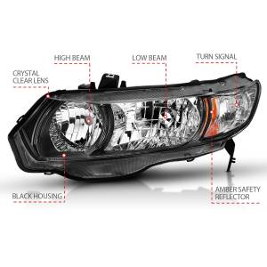 Anzo USA - 121546 | Anzo USA Crystal Headlight Black (2006-2009 Civic 2dr) - Image 4