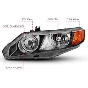 Anzo USA - 121547 | Anzo USA Crystal Headlight Black (2006-2011 Civic 4dr) - Image 5