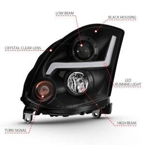Anzo USA - 121557 | Anzo USA Projector Headlight Plank Style Black (2003-2007 G35 2dr) - Image 3