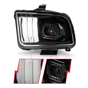 Anzo USA - 121566 | Anzo USA Projector Headlights w/ Light Bar Black Housing (2005-2009 Mustang) - Image 2