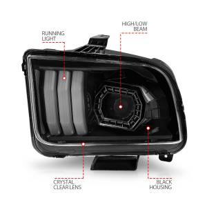 Anzo USA - 121566 | Anzo USA Projector Headlights w/ Light Bar Black Housing (2005-2009 Mustang) - Image 4