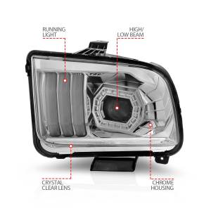 Anzo USA - 121567 | Anzo USA Projector Headlights w/ Light Bar Chrome Housing (2005-2009 Mustang) - Image 4