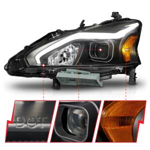 Anzo USA - 121569 | Anzo USA Projector Headlights w/ Light Bar Black Housing (2013-2015 Altima 4dr) - Image 2