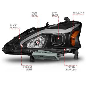 Anzo USA - 121569 | Anzo USA Projector Headlights w/ Light Bar Black Housing (2013-2015 Altima 4dr) - Image 4