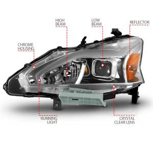 Anzo USA - 121570 | Anzo USA Projector Headlights w/ Light Bar Chrome Housing (2013-2015 Altima 4dr) - Image 4