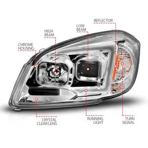 Anzo USA - 121576 | Anzo USA Square Projector Led Bar ChromeHeadlights (2005-2010 Cobalt) - Image 3