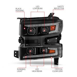 Anzo USA - 111566 | Anzo USA Full Led Projector Headlights w/ Light Bar Switchback Sequential Black Housing w/ Initiation Light (2019-2021 Silverado 1500) - Image 4