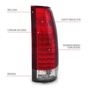 Anzo USA - 311004 | Anzo USA LED Taillights Red Clear G2 (1988-1998 C/K1500, 2500 | 1988-2000 C/K3500 | 1992-1999 Suburban, Tahoe, Yukon) - Image 4