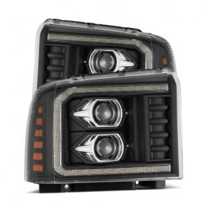 880315 | AlphaRex PRO-Series Halogen Projector Headlights Ford F-250, F-350, F-450, F-550 Super Duty / Excursion (2005-2007) | Black