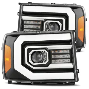 880097 | AlphaRex LUXX-Series LED Projector Headlights For GMC Sierra 1500/2500 HD/3500 HD New Body Style (2007-2014) | Jet Black