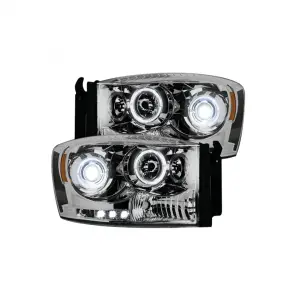 264199CLCC | Recon Projector Headlights CCFL Halos & DRL in Clear/Chrome (2006-2008 Ram1500, 2006-2009 Ram 2500, 3500)