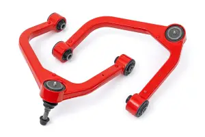 29501RED | Rough Country Red Forged Upper Control Arms for 3.5 Inch Lift (2019-2025 Silverado, Sierra 1500 2WD/4WD)
