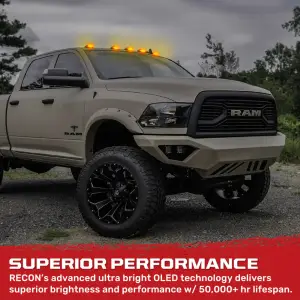 Recon Truck Accessories - 264145CL | Recon 5 Piece Cab Roof Light Set LED Clear Lens in Amber (1999-2002 Ram 1500, 2500, 3500) - Image 3