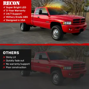 Recon Truck Accessories - 264145CL | Recon 5 Piece Cab Roof Light Set LED Clear Lens in Amber (1999-2002 Ram 1500, 2500, 3500) - Image 7