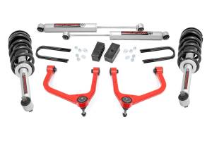 28831RED | Rough Country 3.5 Inch Lift Kit With Red Control Arms N3 Struts / N3 Rear Shocks (2019-2025 Sierra 1500 2WD/4WD | Mono Leaf Spring)