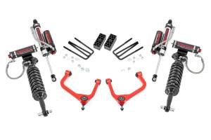 29550RED | Rough Country 3.5 Inch Lift Kit With Red Control Arms Vertex Coilovers / Vertex Rear Shocks (2019-2024 Silverado 1500 2WD/4WD | Multi Leaf Springs)