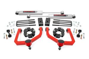 83430RED | Rough Country 3 Inch Lift Kit For Nissan Titan 2WD/4WD | Red Finish Arm, No Struts, Premium N3 Shocks
