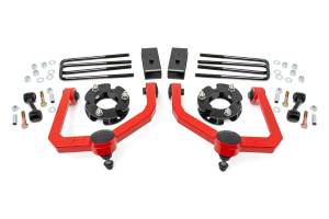 83400RED | Rough Country 3 Inch Lift Kit For Nissan Titan 2WD/4WD | Red Finish Arm, No Struts, No Shocks