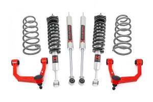 76642RED | Rough Country 3 Inch Lift Kit For Toyota 4Runner | Red Finish Arms, M1 Strut With M1 Rear Shocks