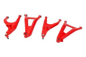 97041RED | Rough Country Aluminum Control Arms For Can-Am Defender HD 5/HD 8/HD 9/HD 10 | High Clearance With 2 Inch Forward Offset | Red Finish